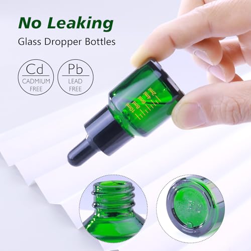 15ml Dropper Bottles with Measurement, Glass Essential Oil Jars Green, 1/2 oz Bottles with Glass Eye Dropper for Essential Oil,Tincture3