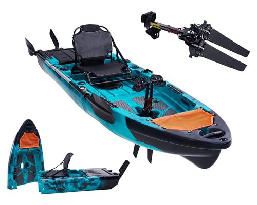 Albott Modular Fishing Kayak with Fin Drive System & Durable HDPE, Customizable 9.4ft Lightweight Sit-on-Top Kayak for Adults, Ideal for Leisure & Commercial Use, Spare Fins Included, 420lbs Capacity