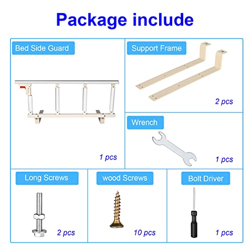 Bed Rail for Elderly, Foldable Bed Rail, Folding Bed Rail for Elderly People, Bed Rail, Protective Railing for Hospital, Home Care, Disabled, 97 x 35.5 cm (94 x 40 cm)