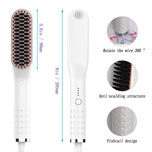 Beard Comb Frosted White Hair Straightener Comb Straightener Is Suitable For Men And Women. The Temperature Is 5 Degrees And 20 Seconds. It Can Quickly Heat And Prevent Scalding #TOP4