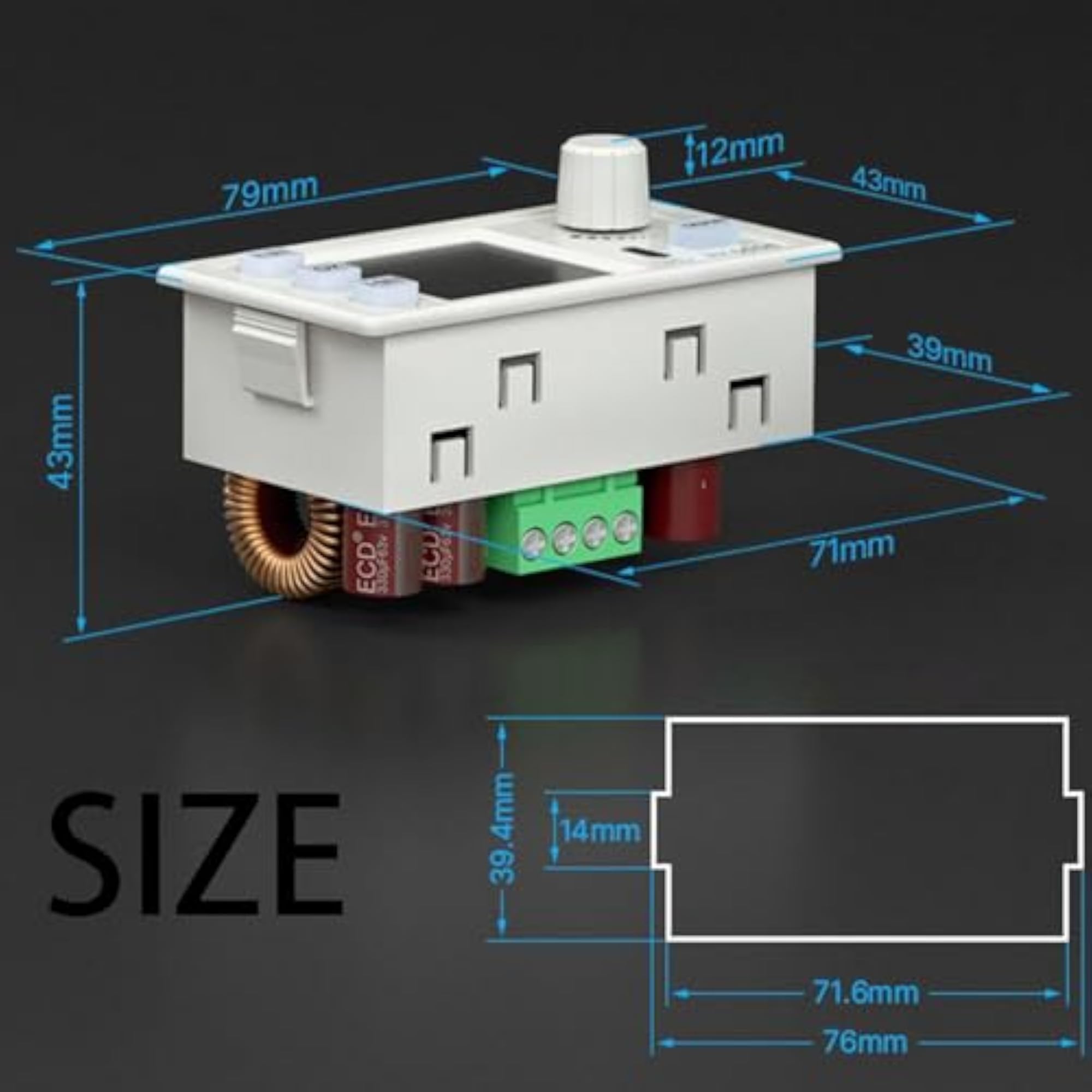 DC Voltage Regulator Panel Mount with 10A Fuse
