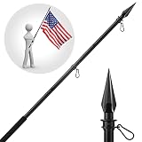 Handheld Flag Pole with Obelisk Topper, 5 to 8.5FT Pole and Embroidered American Flag for Outside Po