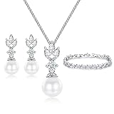 ❤Hochwertiges Material ❤: Dieser Hochzeitsschmuck ist aus Weißgold Vergoldet und Kommt mit AAAAA Zirkonia, die lass Ihr Aussehen mehr elengant. Es kann Ihre Schönheit noch mehr hinzufügen, und es ist sehr gut für Hochzeiten und Partys geeignet. Es eignet sich auch für Geschenke an Freunde und Chefs.