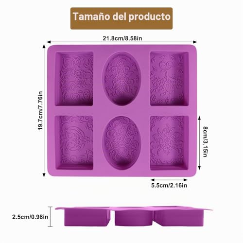 Miniatura 2 de 2 Piezas Molde Para Jabón Y 6 Cavidades Con Flores, Moldes De Silicona Para Jabones, Moldes Para Jabones, Molde De Jabón, Moldes Silicona Jabon De Rectángulo Y Óvalo Para Hacer Jabón, Gelatina