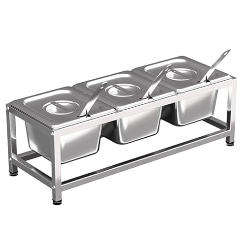 Juego de especias comercial, estante de condimentos de acero inoxidable, dispensador de condimentos de cocina, organizador de contenedores de alimentos para condimentos, salsa y mermelada