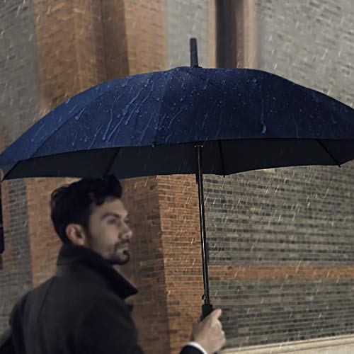 Topulors 43 In Long Stick Umbrella For Men And Women, Automatic Open, Double Strong Umbrella Bone For Outdoor Use, Rain & Wind Resistant Umbrellas-Purplish Blue #TOP7