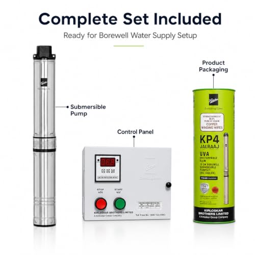 Image of Kirloskar Submersible Pump 1HP With Control Panel Single Phase, Multicolor