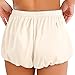 Lorilida Women's Y2k Bubble Shorts Elastic Low Waist Ruffle Shorts Summer Fashion Wide Leg Bloomers Champagne Medium