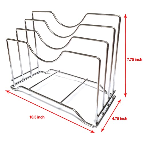 Lenith Cutting Board Rack Chopping Board Organizer Stand Holder Kitchen Countertop Pots Pan Lids Rack Organizer (Medium_Silver Color) #TOP2