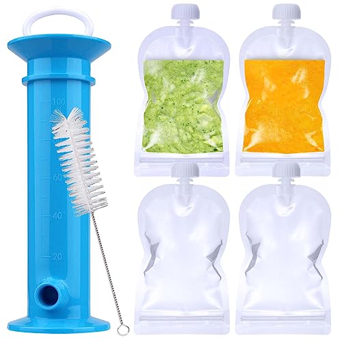 Image of Juome 6Pcs Set Baby Food Pouch Maker/Filler, Reusable Baby Food Pouches Refillable Kit, Transparent Puree Squeeze Pouches for Toddlers, Reusable Yogurt Pouches for Kids