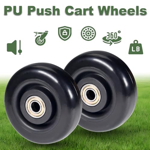 Image of 4 inch x 1.26 inch Push Cart Wheels PU Caster Workbech Wheels Grocery Cart Wheels