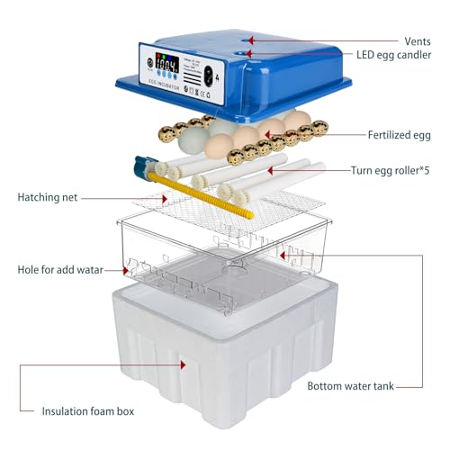 image for Vevitts 16 Eggs Incubators for Hatching Egg with Automatic Turner, Fah