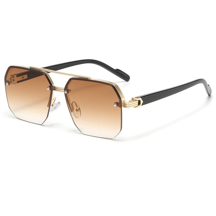 bullabulling Vintage Square Oversized Pilot Sunglasses for Women Men Semi-Rimless Glasses 70s Trendy Stylish Shades2