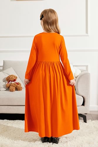 Image of Arshiner Girls Maxi Dress Long /Short Sleeve Casual Holiday Dress with Pockets for 5-13 Years