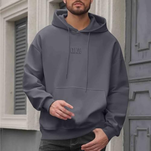 Mens Y2K Hoodies Long Sleeve Pullover Hooded Sweatshirt Casual Baggy Fall Outfits Trendy Solid Fleece Streetwear2