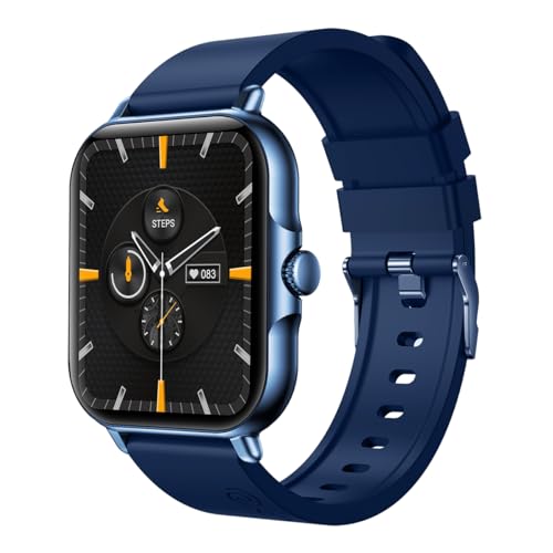 Image of pTron Pulsefit Vibe 1.85 inch Smartwatch, Full Touch Display, Bluetooth Calling, 600 NITS, Digital Crown, 100+ Watch Faces, HR, SpO2, Sports Mode, Voice Assistant, 5 Days Battery Life & IP68 (Blue)