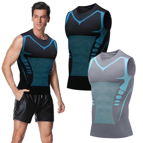 Gilet sculptant ionique respirant lot de 2 débardeurs de gainage et compression pour homme