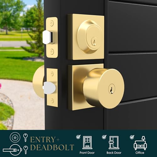 Mega Handles Suana Entry Door Knob & Deadbolt Gold (1-Pack) - Keyed Combo by Mega Handles - Used condition - Image 7