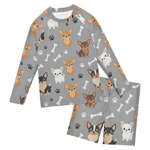 Bañador de 2 piezas con protección UV para niños con divertido diseño de chihuahua