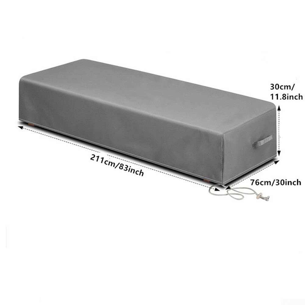 Funda para Tumbona de Jardín, Funda para Tumbona, Funda Protectora Impermeable para Muebles de Jardín, de Material Oxford Resistente de Alta Calidad con Cordón (Gris)