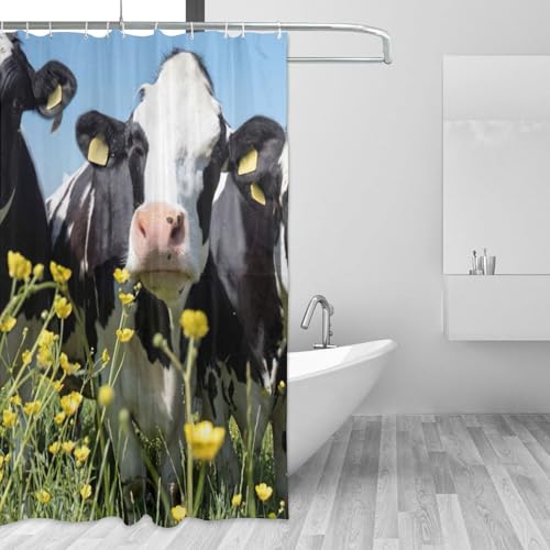 Rideau de douche polyester vaches noires et blanches 183x183cm