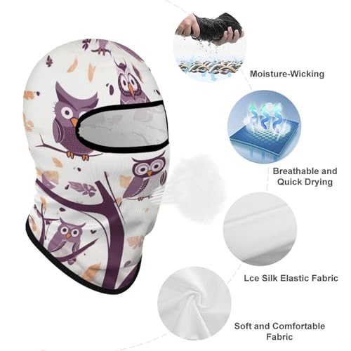 Balaclava para hombre, máscara para esquí con diseño de búho y ramas de árbol, cubreboca para invierno, ciclismo y actividades al aire libre miniatura 3