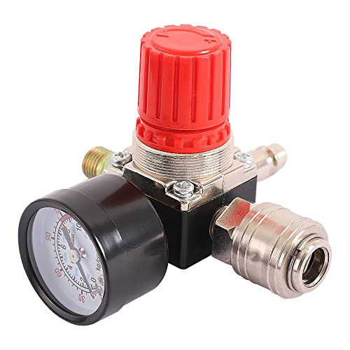 1/4 'Regulador de presión neumático del compresor de aire Regulador de presión neumático, válvula de control de presión con conexión de 180 psi 12 bar (válvula de cuatro vías)