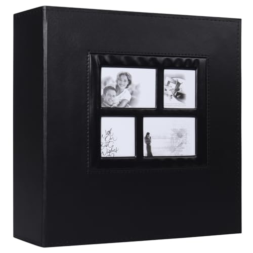 RECUTMS Photo Album 1000 Pockets 4x6 Leather Hardcover (Black)