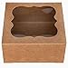 ONE MORE 6"x6"x3"Brown Bakery Boxes with PVC Window for Pie and Cookies Boxes Small Natural Craft Paper Box 6x6x3inch,Pack of 15