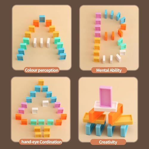 Domino Train Toy para Niños 200 pzs con Tren Eléctrico miniatura 5