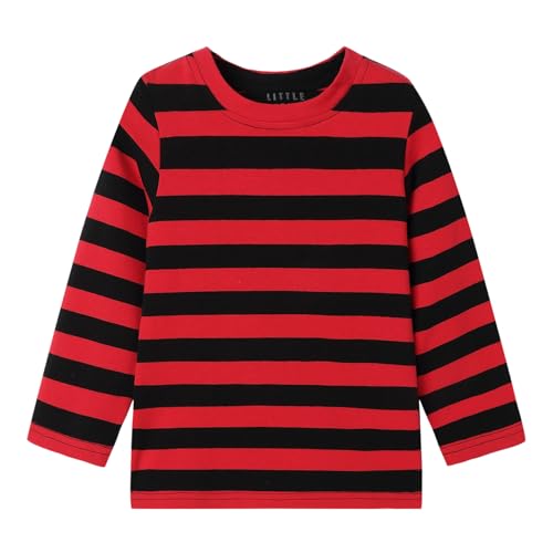 LittleSpring Unisex Kids Long Sleeve Striped Tee Shirt Tagless Crew Neck Cotton T-Shirt