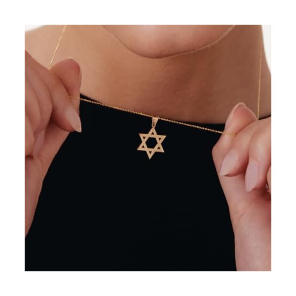 Gelin Star of David Necklace in 14K or 10K Solid Gold | 14 or 10k Yellow Gold Star of David Pendant for Women | Jewish Star Necklace | Star Jewelry with Solid Gold Chain 18 inch - Image 4