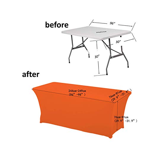 Haorui Rectangular Spandex Table Cover (8 Ft. Orange) #TOP2