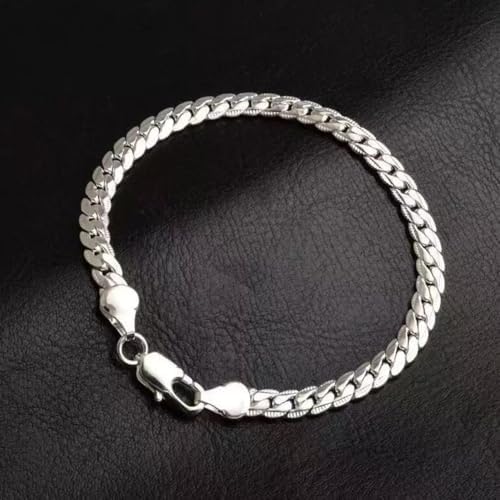 Cuban Link Chain 925 Sterling Silver Bracelet Hip Hop Diamond Link Bracelets Stainless Steel Hand Chain for Men Women, One Size, Alloy Steel, no gemstone