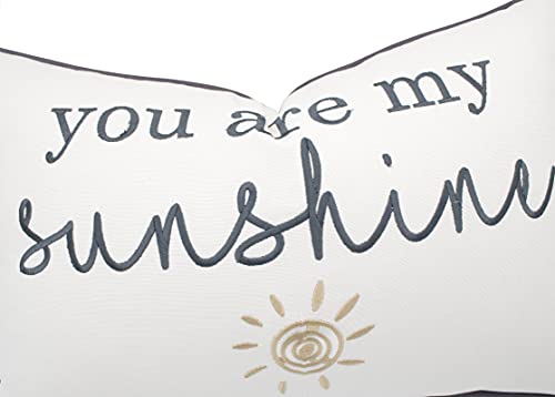 Yugtex You Are My Sunshine Cotton Embroidered Lumbar Decorative Accent Throw Pillowcase - Daughter's Room Decor - 12X18 Inches, Ivory #TOP3