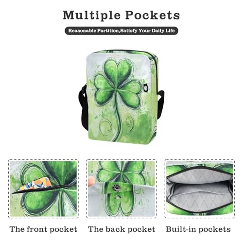 mens messenger bag crossbody mens crossbody Womens Cross Body Purses Adjustable Strap for Casual Casual- Green Clover Shamrock Lucky St2