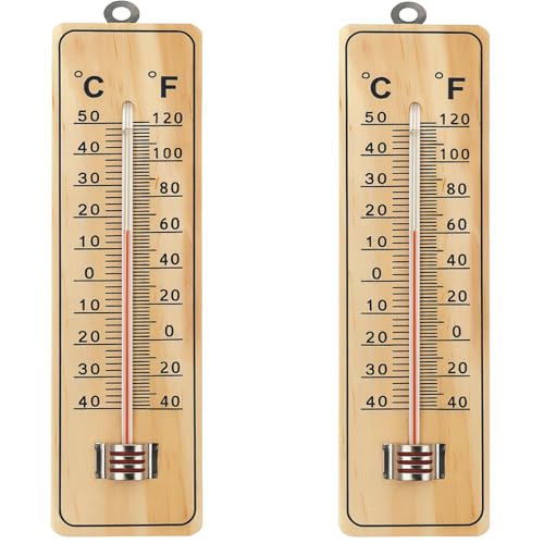 Wall Thermometer for Indoor and Outdoor Use (Pack of 2) Measure Room Garden Greenhouse Office Temperature Measures Fahrenheit and Centigrade Dual Scale °C/°F