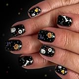 MEILVMEIJI パンプキンデザインの24ピース押し付けハロウィンネイルアート ABS 長持ちフェイクネイル 爪装飾