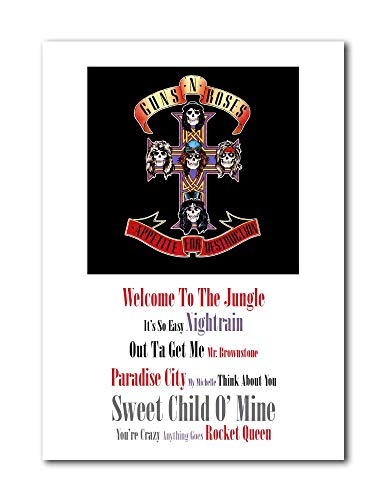 Libretto Designs GUNS'N'ROSES Appetite for Destruction Art Print A4 unframed Poster with Song Titles
