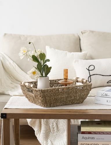 Storageworks EISWAU1007B2 Hand-Woven Large Storage Baskets With Wooden Handles, Seagrass Wicker Baskets thumb #5