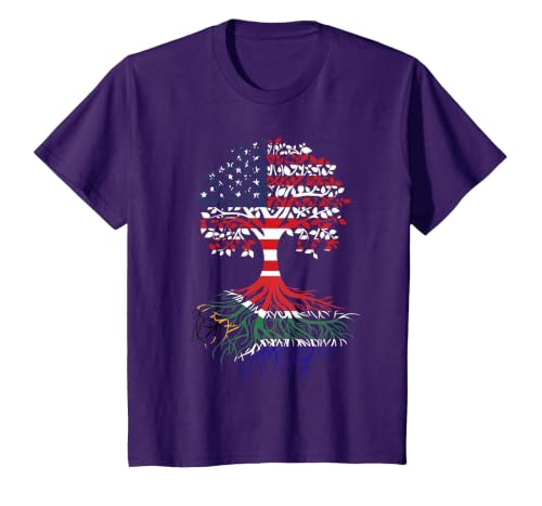 South African Roots American Grown Tree Flag T-Shirt, Youth, Purple, 2T