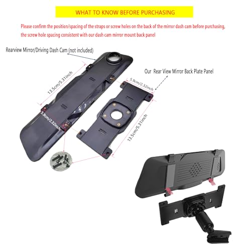 Image of CALLARON 1 Set Dash Cam Mirror Mount Rear View Mirror Back Plate Panel Car Rear View Camera Mount Kit for 5.5 inch - 12 inch Rearview Mirror Dash Cams