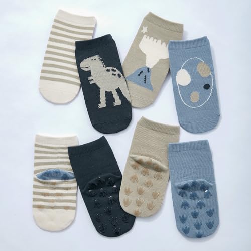 LittleYogaSocks Baby & Toddler Non-Slip Socks 4 Pack– Organic Cotton, Silicone Grips – Safe for Crawling, Walking & Play4