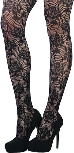 Image of ToBeInStyle Women's Elegant Floral Lace Inspired Spandex Net Full Length Tights