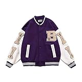 Der sportliche und extrem lässige College-Look ist nach wie vor angesagt; Patchwork Baseballjacke, lässiger College-Style, sportlich geeignet, Outdoor.