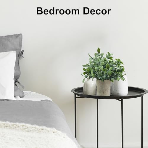 USLAI Small Potted Fake Plants(3-Pack), Mini Artificial Plastic Eucalyptus Faux Plants Topiaries for Home Office Shelf Desk Farmhouse Room Coffee Table Decor