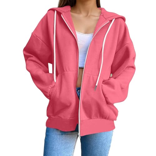 Sweat à capuche zippé pour femme confortable avec cordon et manches longues