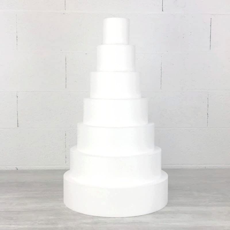Lealoo Pièce montée Wedding Cake en Polystyrène haute densité, 70 cm de haut, Base Ø 40cm à 10cm, 7 étages