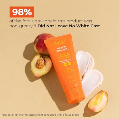 Generic Conscious Chemist Sunscreen SPF 50 PA++++ | 50g | Gel Sunscreen for Oily Skin, Vitamin C with Rice Water & Peach Extract, Hybrid Lightweight, All Skin Type - Peach The Sun