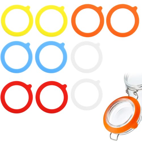 Jynxor 10 Anillos De Goma Para Tarros De Conservas, Juntas De Repuesto De Silicona, Juntas De Cristal De Silicona Blancas,Anillos De Sellado De Juntas De Silicona Herméticos